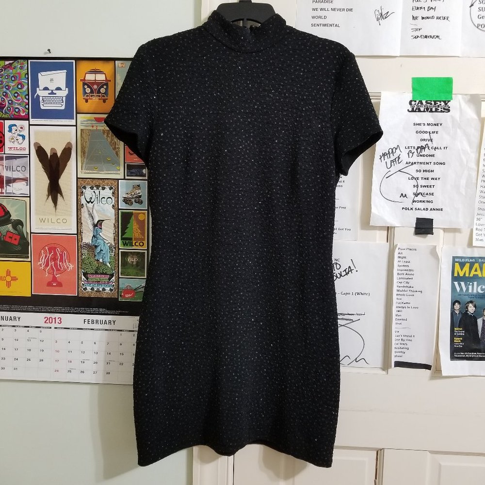 Casual Corner dress 10 beaded bling textured crinkle evening polyester VINTAGE